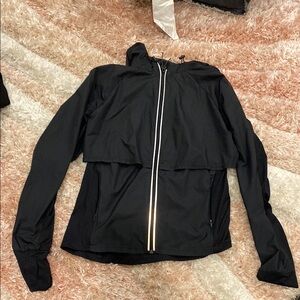 Women's Black Hooded Athletic Jacket